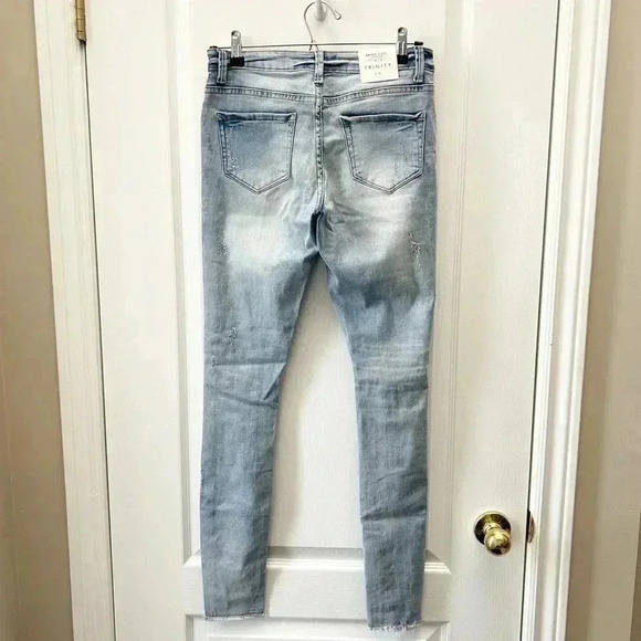 Brave Soul Skinny Jeans Beaded Distressed Denim Stretch Light Blue Size 27 4 NWT - Picture 5 of 16